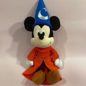 Disney Mickey Mouse Sorcerer Plush w Red Cape & Blue Hat Good Used Condition 10”